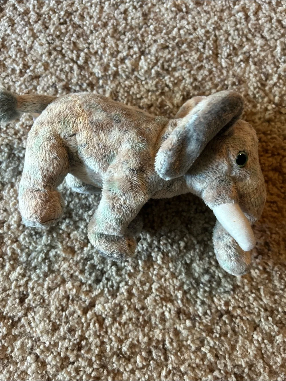 TY Beanie Baby Gray Elephant Plush (Peanuts)- Soft Collectible Toy